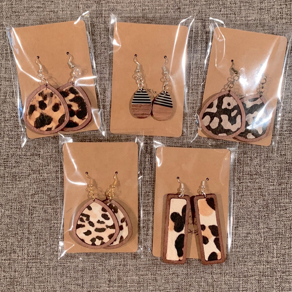 Handcrafted wooden earrings